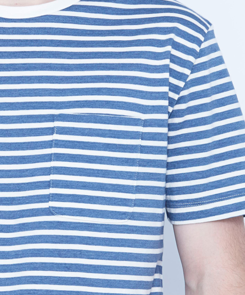 SILAS(サイラス)の「S/S BORDER POCKET TEE(MADE IN JAPAN) | 月9ドラマ【恋仲】 福士蒼汰さん着用(Tシャツ/カットソー・メンズ・チャコールグレー/ブルー/ネイビー/イエロー・SMALL/MEDIUM/LARGE)」の8枚目の写真