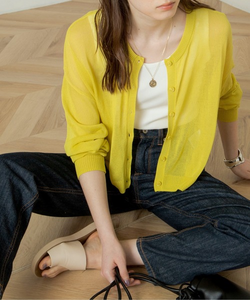 ANGIE(アンジー)の「2WAYシアーカーディガン(カーディガン/ボレロ・レディース・ブラック/イエロー/オレンジ/ブルー/グリーン/アイボリー・FREE)」の6枚目の写真