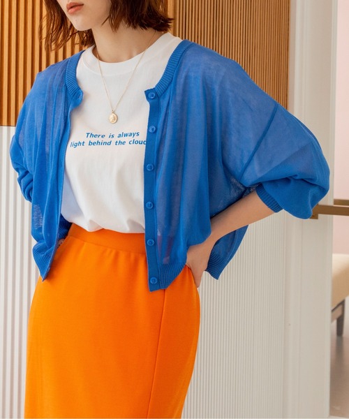ANGIE(アンジー)の「2WAYシアーカーディガン(カーディガン/ボレロ・レディース・ブラック/イエロー/オレンジ/ブルー/グリーン/アイボリー・FREE)」の5枚目の写真