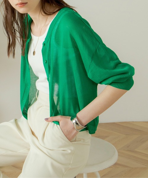 ANGIE(アンジー)の「2WAYシアーカーディガン(カーディガン/ボレロ・レディース・ブラック/イエロー/オレンジ/ブルー/グリーン/アイボリー・FREE)」の4枚目の写真