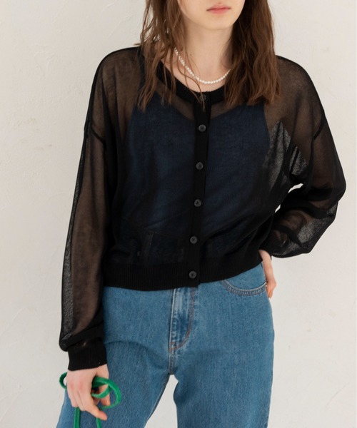 ANGIE(アンジー)の「2WAYシアーカーディガン(カーディガン/ボレロ・レディース・ブラック/イエロー/オレンジ/ブルー/グリーン/アイボリー・FREE)」の3枚目の写真