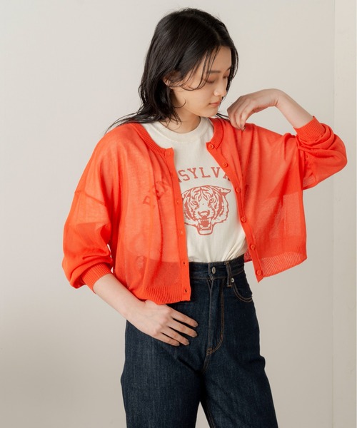 ANGIE(アンジー)の「2WAYシアーカーディガン(カーディガン/ボレロ・レディース・ブラック/イエロー/オレンジ/ブルー/グリーン/アイボリー・FREE)」の11枚目の写真