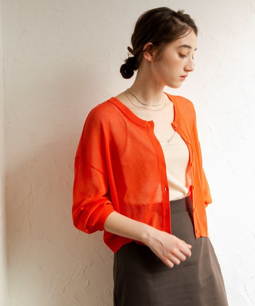 ANGIE(アンジー)の「2WAYシアーカーディガン(カーディガン/ボレロ・レディース・ブラック/イエロー/オレンジ/ブルー/グリーン/アイボリー・FREE)」の7枚目の写真