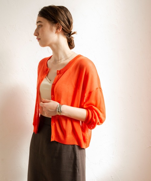 ANGIE(アンジー)の「2WAYシアーカーディガン(カーディガン/ボレロ・レディース・ブラック/イエロー/オレンジ/ブルー/グリーン/アイボリー・FREE)」の9枚目の写真