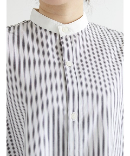 Lugnoncure（ルノンキュール）の「オーバーシャツワンピース（シャツワンピース・レディース・ネイビー/オフホワイト/ブルー・ﾌﾘ-）」の8枚目の写真