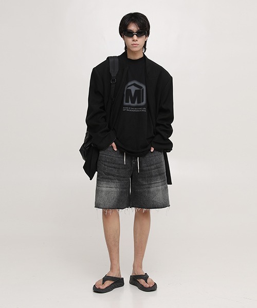 MASONPRINCE(メイソンプリンス)の「【MASONPRINCE】Oversized brand logo blur print TEE DT3123(Tシャツ/カットソー・メンズ・ホワイト/ブラック・S/M/L)」の7枚目の写真