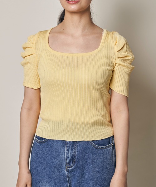 Clice de Paris(クリシェドゥパリス)の「K/スクエアネックトップス(Tシャツ/カットソー・レディース・ホワイト/ブラック/イエロー・ONESIZE)」の10枚目の写真