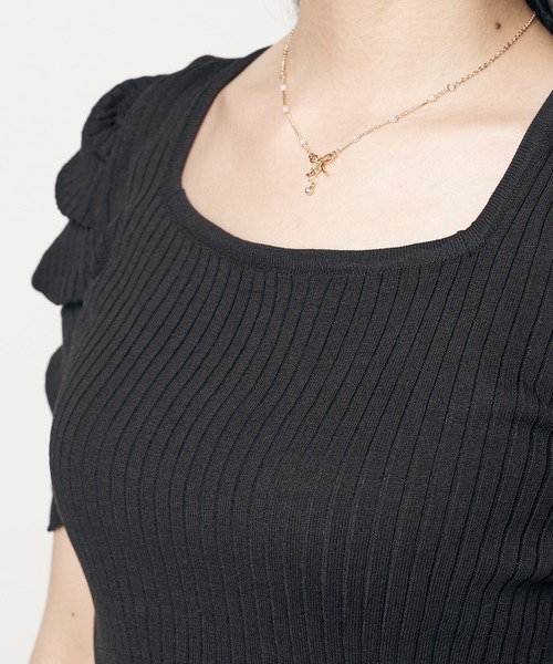 Clice de Paris(クリシェドゥパリス)の「K/スクエアネックトップス(Tシャツ/カットソー・レディース・ホワイト/ブラック/イエロー・ONESIZE)」の12枚目の写真