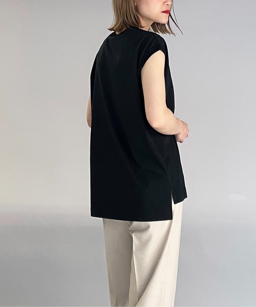 PICCIN（ピッチン）の「ラウンドネックフレンチスリーブ（Tシャツ/カットソー・レディース・ブラック/ブルーグリーン/オフホワイト・M）」の19枚目の写真