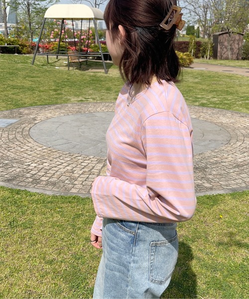 PairPair（ペアペア）の「ボーダーロンT（Tシャツ/カットソー・レディース・ブルー系その他/ピンク系その他・フリー）」の9枚目の写真