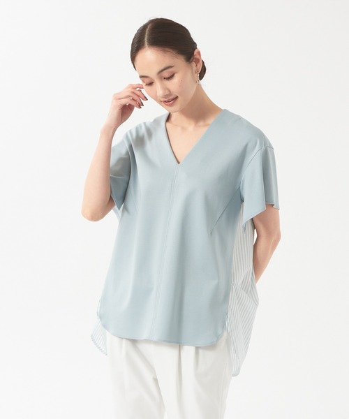 qualite(カリテ)の「シャツドッキングフォルムカットソー(Tシャツ/カットソー・レディース・ライトブルー/ベージュ・フリー)」の2枚目の写真