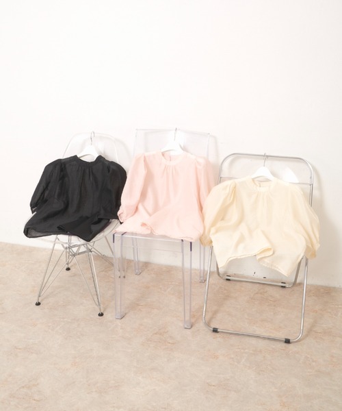 VANNIE U（ヴァニーユー）の「シアーふくりブラウス（シャツ/ブラウス・レディース・ブラック/ピンク/アイボリー・FREE）」の13枚目の写真