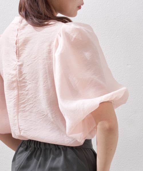 VANNIE U（ヴァニーユー）の「シアーふくりブラウス（シャツ/ブラウス・レディース・ブラック/ピンク/アイボリー・FREE）」の9枚目の写真