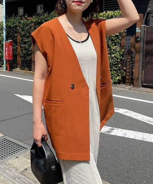 PAGEBOY（ページボーイ）の「WEB限定アイテム / ノーカラージレ（テーラードジャケット・レディース・ブラック/ベージュ/オレンジ・FREE）」の3枚目の写真