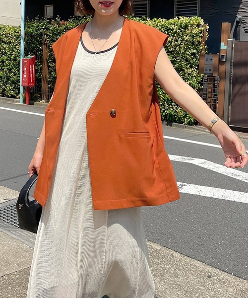 PAGEBOY（ページボーイ）の「WEB限定アイテム / ノーカラージレ（テーラードジャケット・レディース・ブラック/ベージュ/オレンジ・FREE）」の15枚目の写真