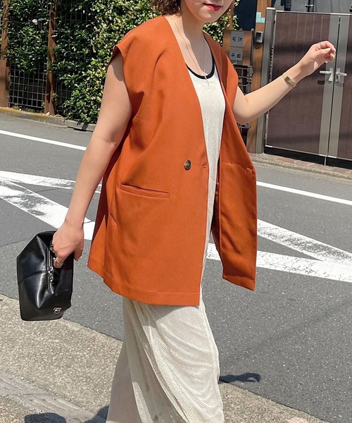 PAGEBOY（ページボーイ）の「WEB限定アイテム / ノーカラージレ（テーラードジャケット・レディース・ブラック/ベージュ/オレンジ・FREE）」の7枚目の写真