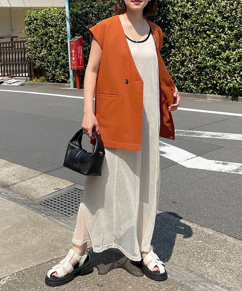 PAGEBOY（ページボーイ）の「WEB限定アイテム / ノーカラージレ（テーラードジャケット・レディース・ブラック/ベージュ/オレンジ・FREE）」の5枚目の写真