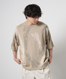 14ゲージ SPLASH ジャガード ニットTシャツ