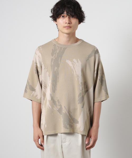 JOURNAL STANDARD(ジャーナルスタンダード)の「14ゲージ SPLASH ジャガード ニットTシャツ(ニット/セーター・メンズ・ブラック/ベージュ/ネイビー/グリーン・MEDIUM/LARGE)」の6枚目の写真