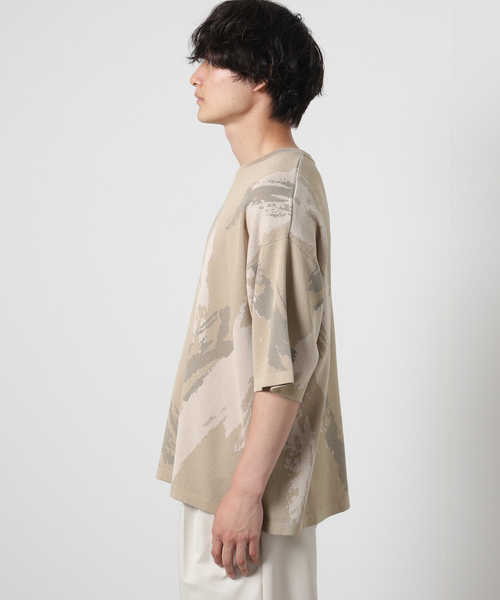 JOURNAL STANDARD(ジャーナルスタンダード)の「14ゲージ SPLASH ジャガード ニットTシャツ(ニット/セーター・メンズ・ブラック/ベージュ/ネイビー/グリーン・MEDIUM/LARGE)」の7枚目の写真