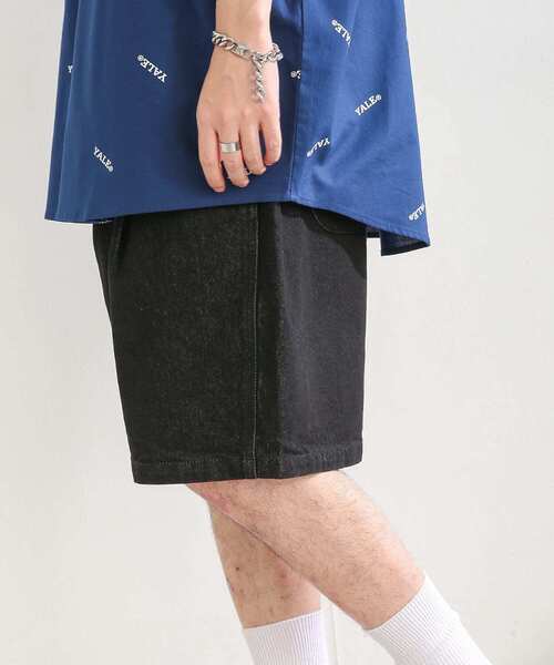SENSE OF PLACE by URBAN RESEARCH(センスオブプレイスバイアーバンリサーチ)の「ワイドデニムショートパンツ(デニムパンツ・メンズ・ブラック/ライトインディゴブルー・MEDIUM/LARGE)」の9枚目の写真