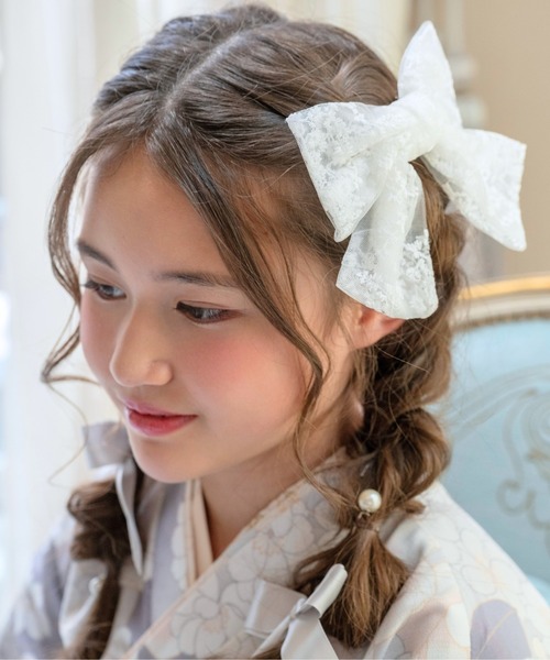 ヘアクリップ ラージサイズ セール】ビッグレースリボンクリップ（バレッタ/ヘアクリップ