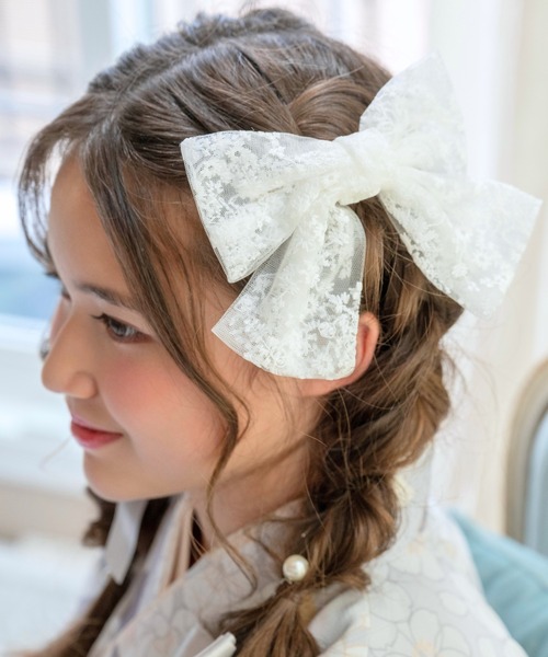 セール】ビッグレースリボンクリップ（バレッタ/ヘアクリップ