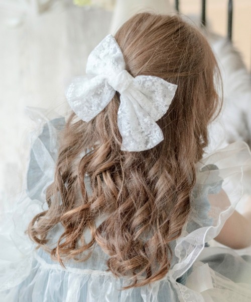 B-11 レースコラボ たらりんリボン ヘアクリップ アンティークカラー セール】ビッグレースリボンクリップ（バレッタ/ヘアクリップ
