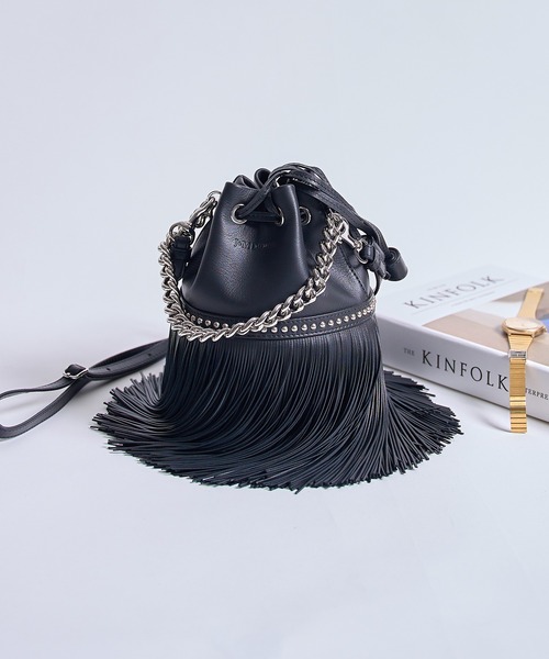 J&M Davidson(ジェイアンドエムデヴィッドソン)の「【J&M DAVIDSON】Mini Fringe Carnival With Studs Black(ハンドバッグ・レディース・ブラック・FREE)」の6枚目の写真