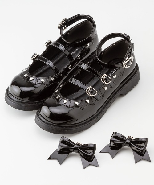 DearMyLove（ディアマイラブ）の「小悪魔ハート3連ベルトパンプス（パンプス・レディース・ブラック/ベビーピンク・22.5cm/23cm/23.5cm/24cm/24.5cm/25cm/25.5cm）」の8枚目の写真