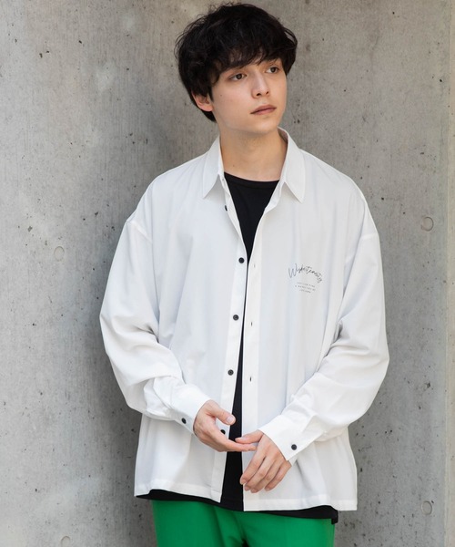 WEGO（ウィゴー）の「WEGO/シンプルロゴBIGシャツ（シャツ/ブラウス・メンズ・ホワイト/ブルー/ブラック・LARGE/MEDIUM）」の14枚目の写真