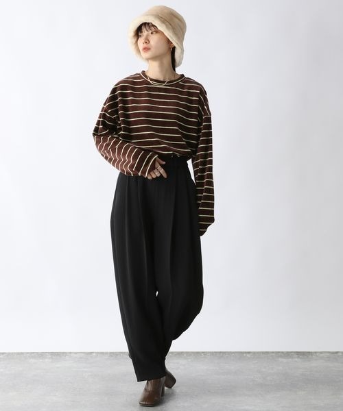 JEANASIS（ジーナシス）の「ベロアボーダーBIGロングスリーブTEE