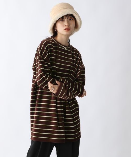 JEANASIS（ジーナシス）の「ベロアボーダーBIGロングスリーブTEE