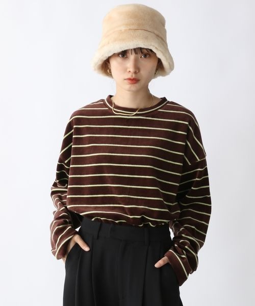 JEANASIS（ジーナシス）の「ベロアボーダーBIGロングスリーブTEE