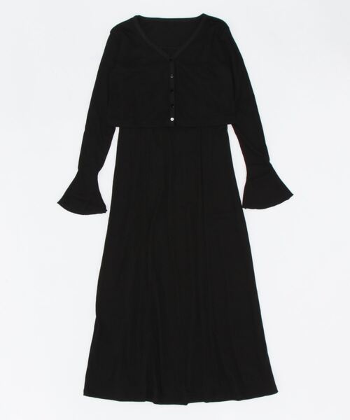 STYLEBLOCK(スタイルブロック)の「リブショートカーディガンセットワンピース(ワンピース・レディース・ブラウン系その他/ブルー/ブラック・M)」の6枚目の写真