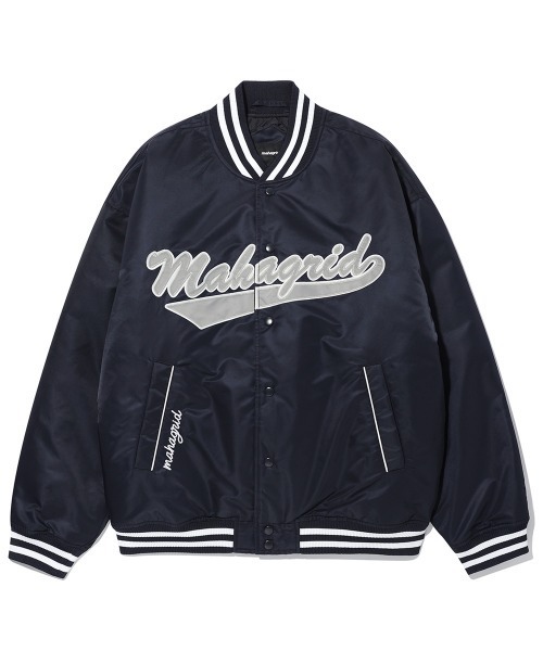 MAHAGRID(マハグリッド)の「『mahagrid/マハグリッド』BASEBALL STADIUM JACKET/ベースボール スタジャン(スタジャン・レディース・ネイビー/グレー・M/L)」の2枚目の写真
