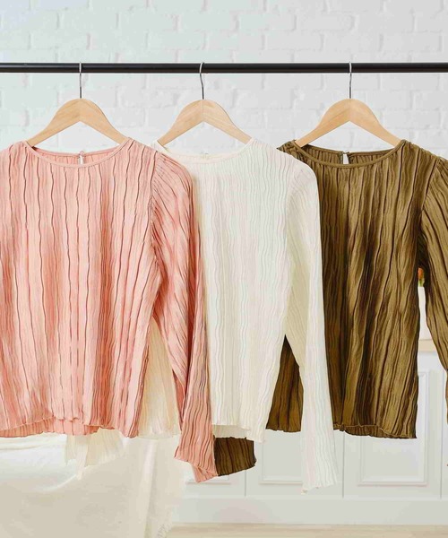 acro（アクロ）の「プリーツフレアスリーブブラウス/AC2401（シャツ/ブラウス・レディース・カーキ/ピンク/アイボリー・ﾌﾘ-）」の22枚目の写真