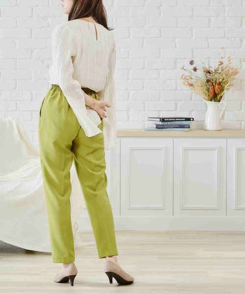 acro（アクロ）の「プリーツフレアスリーブブラウス/AC2401（シャツ/ブラウス・レディース・カーキ/ピンク/アイボリー・ﾌﾘ-）」の5枚目の写真