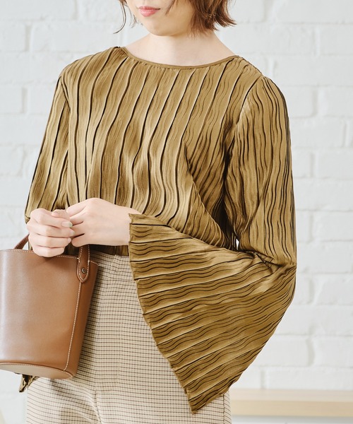 acro（アクロ）の「プリーツフレアスリーブブラウス/AC2401（シャツ/ブラウス・レディース・カーキ/ピンク/アイボリー・ﾌﾘ-）」の16枚目の写真