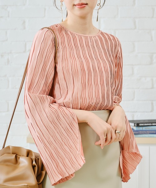 acro（アクロ）の「プリーツフレアスリーブブラウス/AC2401（シャツ/ブラウス・レディース・カーキ/ピンク/アイボリー・ﾌﾘ-）」の20枚目の写真