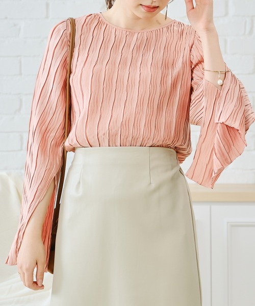 acro（アクロ）の「プリーツフレアスリーブブラウス/AC2401（シャツ/ブラウス・レディース・カーキ/ピンク/アイボリー・ﾌﾘ-）」の19枚目の写真