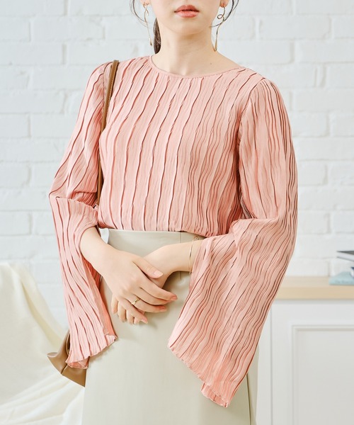 acro（アクロ）の「プリーツフレアスリーブブラウス/AC2401（シャツ/ブラウス・レディース・カーキ/ピンク/アイボリー・ﾌﾘ-）」の21枚目の写真