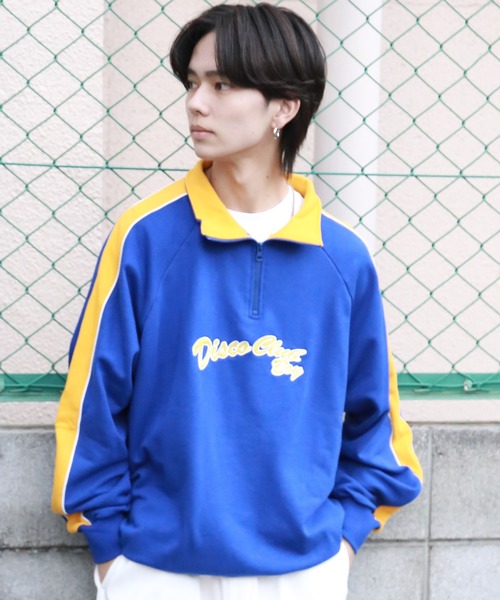 SPINNS（スピンズ）の「【ビックシルエット】サイドライン　ハーフジップスウェット（スウェット・メンズ・ブラック/ピンク/ロイヤルブルー/アッシュグレー・ONESIZE）」の3枚目の写真