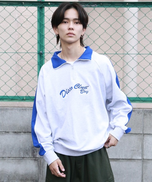 SPINNS（スピンズ）の「【ビックシルエット】サイドライン　ハーフジップスウェット（スウェット・メンズ・ブラック/ピンク/ロイヤルブルー/アッシュグレー・ONESIZE）」の2枚目の写真