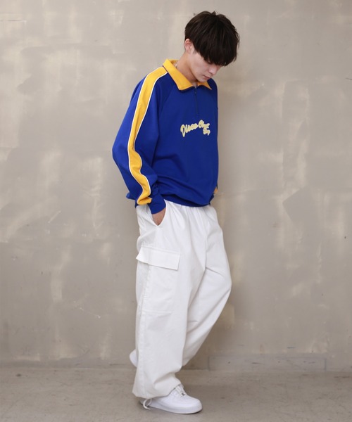 SPINNS（スピンズ）の「【ビックシルエット】サイドライン　ハーフジップスウェット（スウェット・メンズ・ブラック/ピンク/ロイヤルブルー/アッシュグレー・ONESIZE）」の6枚目の写真