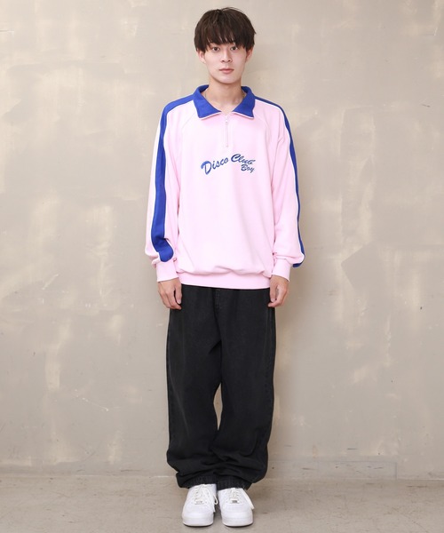 SPINNS（スピンズ）の「【ビックシルエット】サイドライン　ハーフジップスウェット（スウェット・メンズ・ブラック/ピンク/ロイヤルブルー/アッシュグレー・ONESIZE）」の8枚目の写真