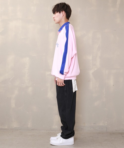 SPINNS（スピンズ）の「【ビックシルエット】サイドライン　ハーフジップスウェット（スウェット・メンズ・ブラック/ピンク/ロイヤルブルー/アッシュグレー・ONESIZE）」の9枚目の写真