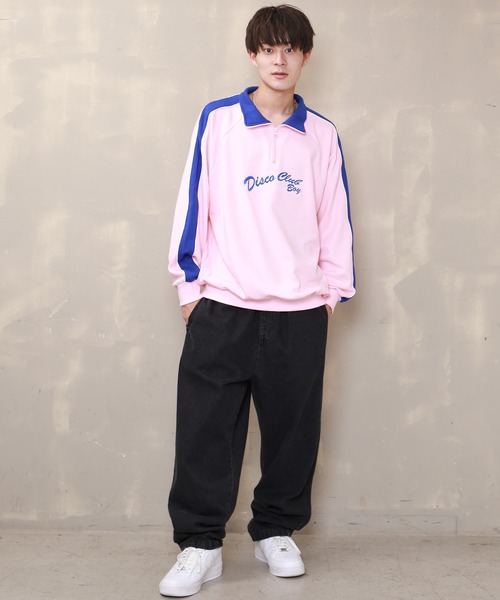 SPINNS（スピンズ）の「【ビックシルエット】サイドライン　ハーフジップスウェット（スウェット・メンズ・ブラック/ピンク/ロイヤルブルー/アッシュグレー・ONESIZE）」の11枚目の写真