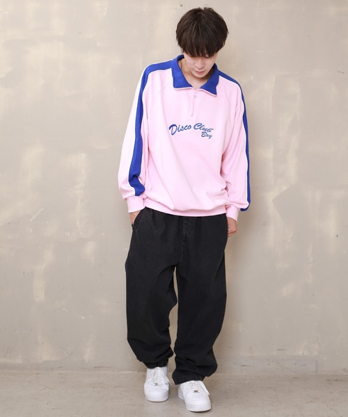 SPINNS（スピンズ）の「【ビックシルエット】サイドライン　ハーフジップスウェット（スウェット・メンズ・ブラック/ピンク/ロイヤルブルー/アッシュグレー・ONESIZE）」の12枚目の写真