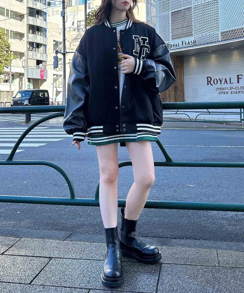 INGNI（イング）の「ワッペン付スタジャン（スタジャン・レディース・ブラック系その他2/ブラック×ブラック/グリーン系8/レッド系9・M）」の7枚目の写真